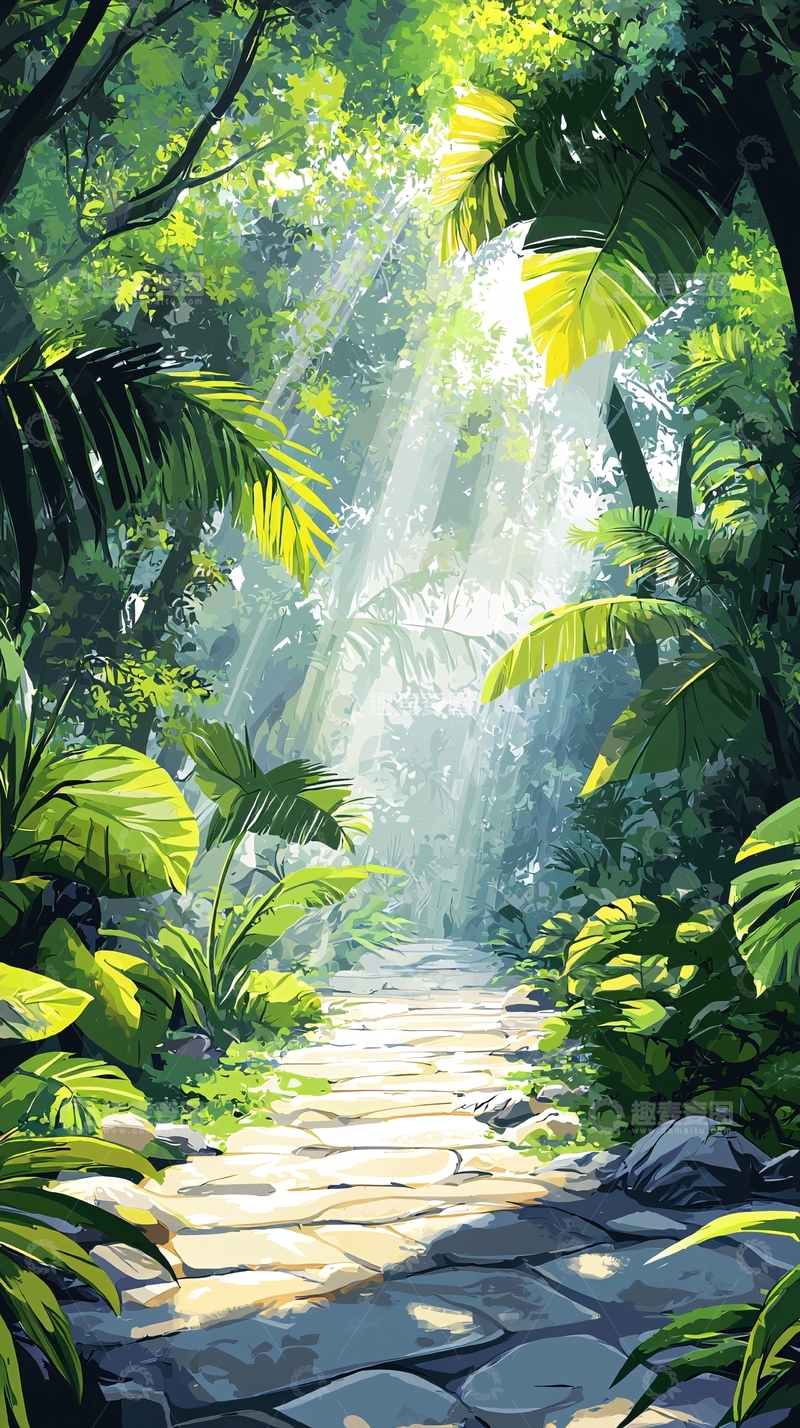 高清大图下载【趣麦麦图】林间小路阳光洒下