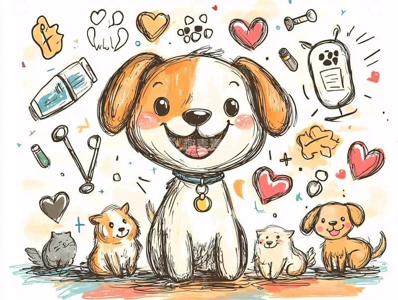 高清大图下载【趣麦麦图】手绘卡通狗狗