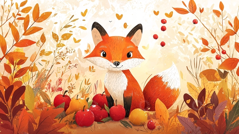 高清大图下载【趣麦麦图】秋日森林里的小狐狸