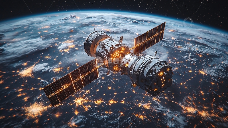 高清大图下载【趣麦麦图】太空卫星地球夜景