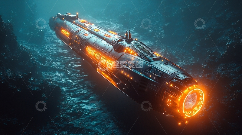 高清大图下载【趣麦麦图】深海科幻潜艇