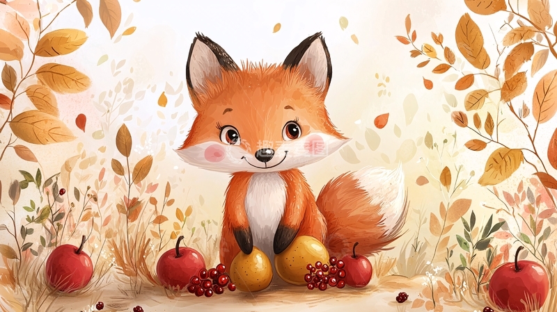 高清大图下载【趣麦麦图】秋天小狐狸