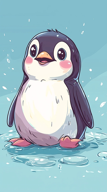 可爱的小企鹅卡通图