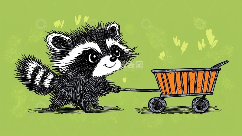 高清大图下载【趣麦麦图】卡通浣熊