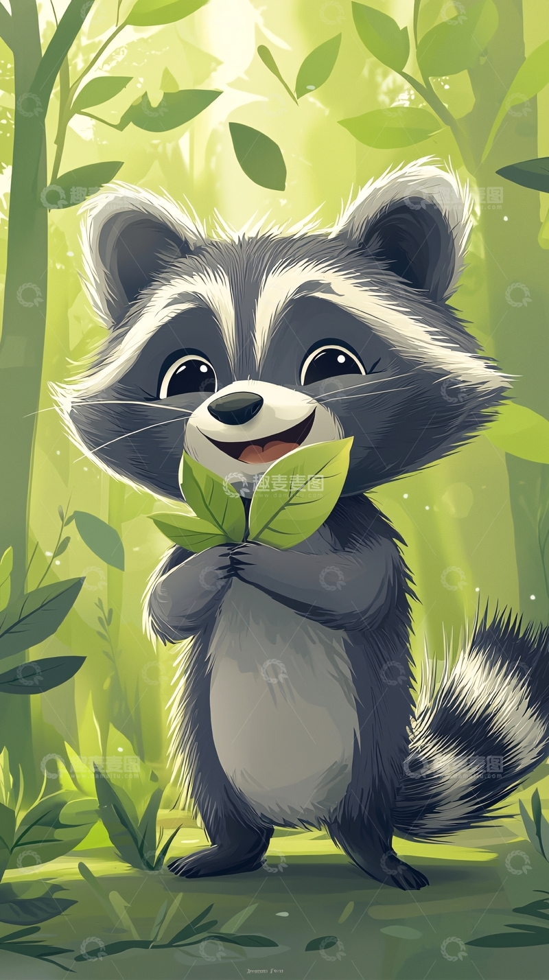 高清大图下载【趣麦麦图】可爱浣熊卡通