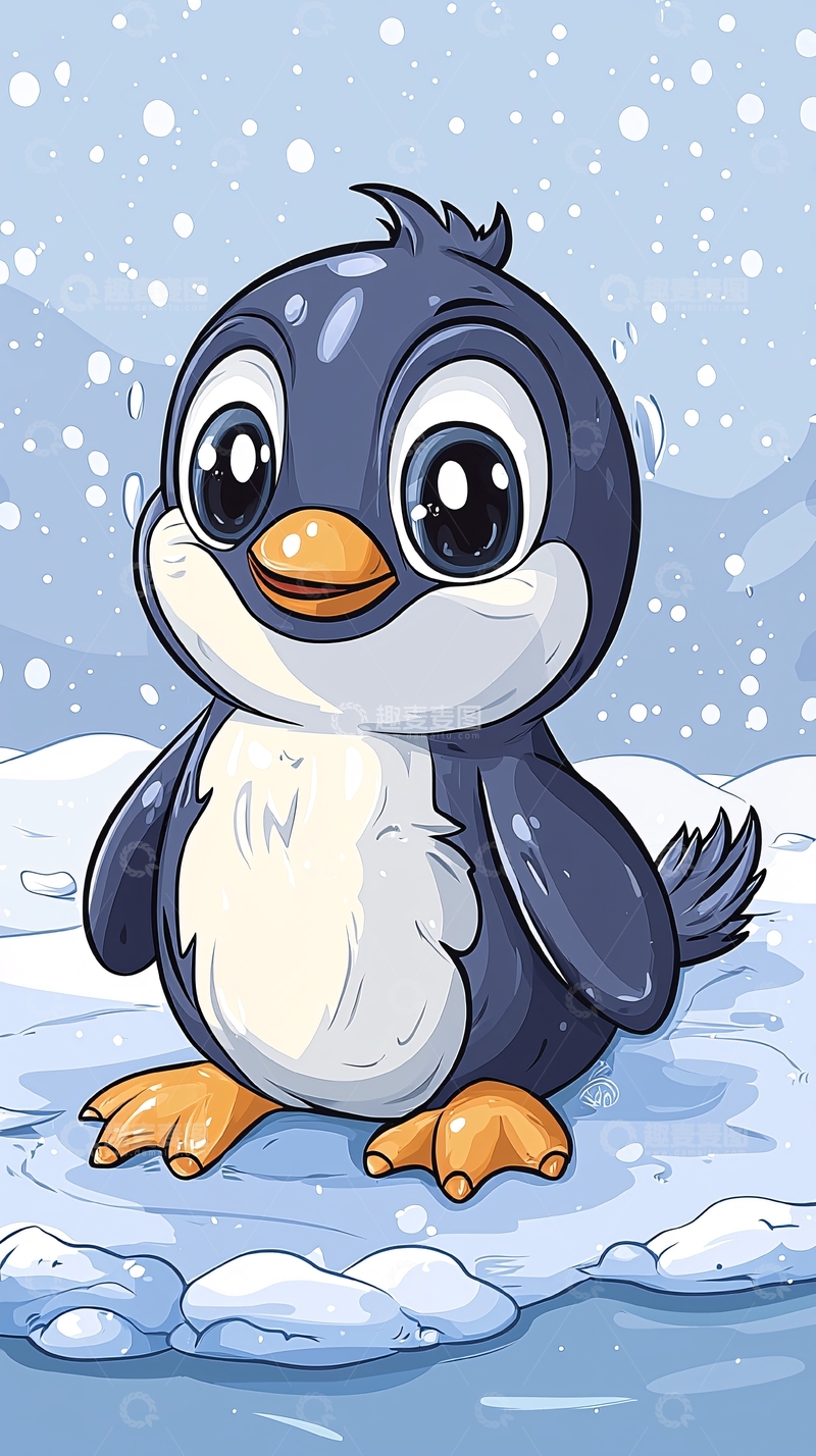 高清大图下载【趣麦麦图】可爱的小企鹅卡通形象