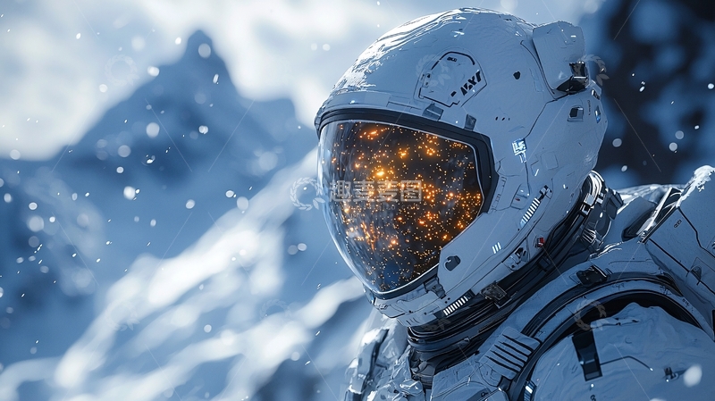 高清大图下载【趣麦麦图】雪山宇航员