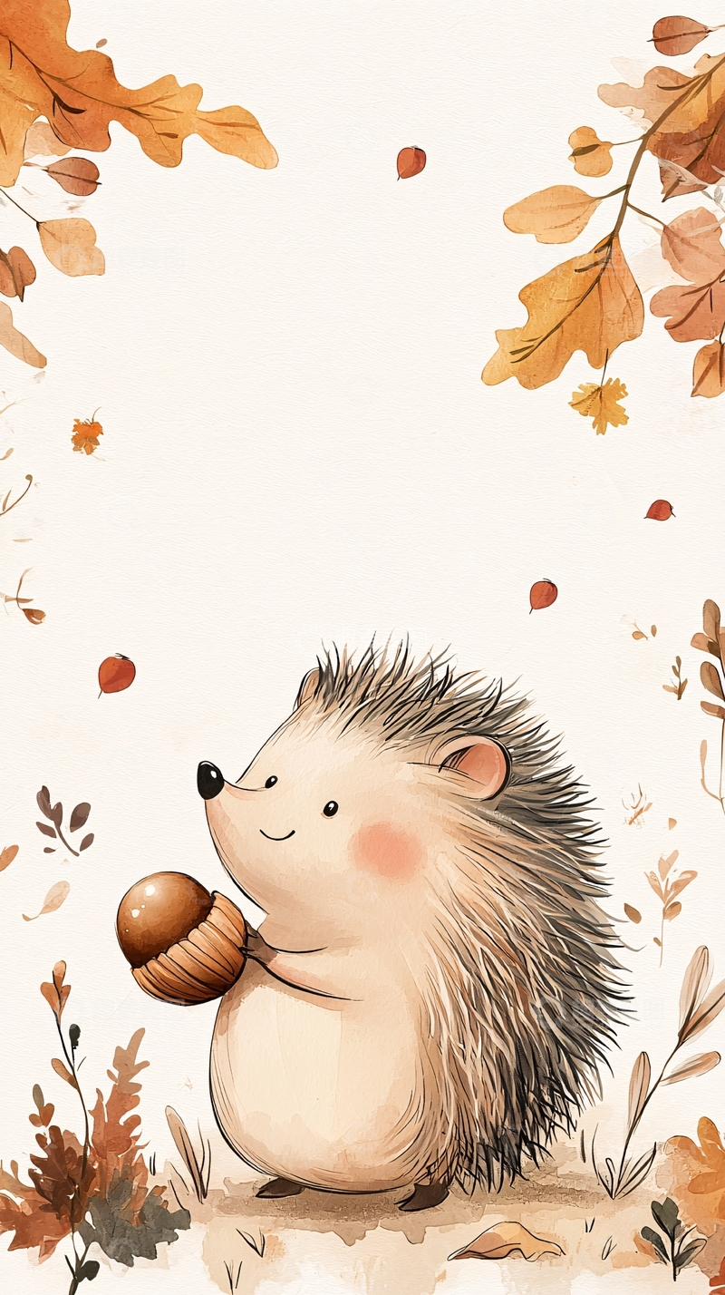 高清大图下载【趣麦麦图】秋天小刺猬