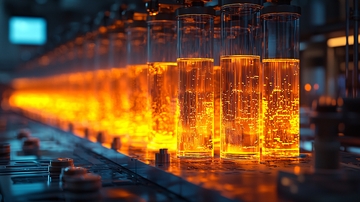 熔炉中发光的玻璃管