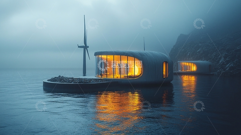 高清大图下载【趣麦麦图】未来水上房屋