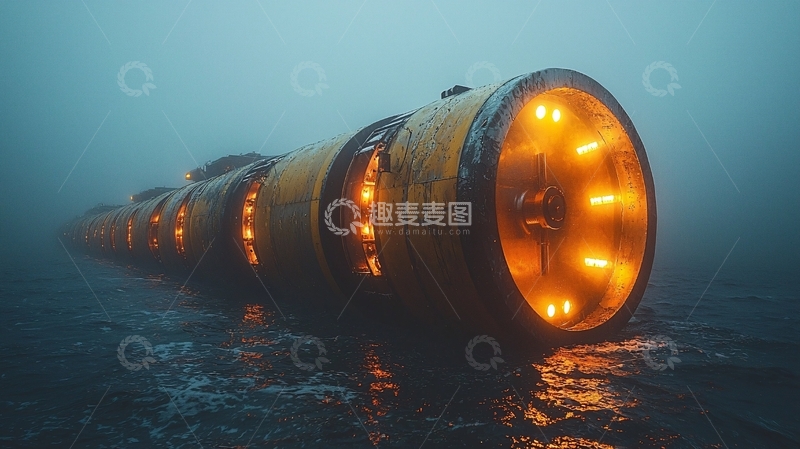 高清大图下载【趣麦麦图】雾中发光巨型管道