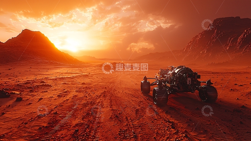高清大图下载【趣麦麦图】火星探测器日落