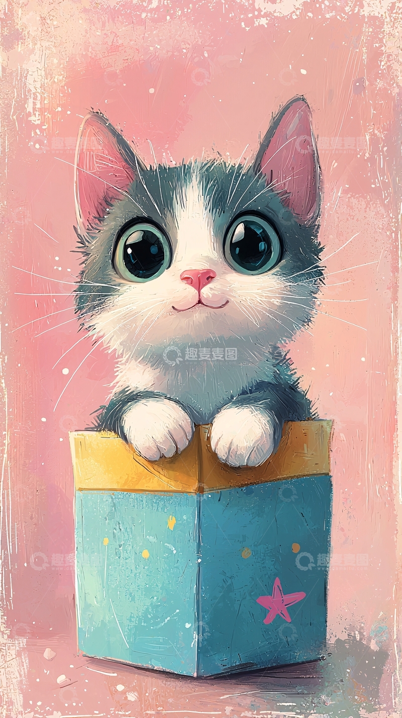 高清大图下载【趣麦麦图】可爱猫咪盒子