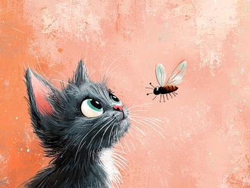 小猫凝视飞虫