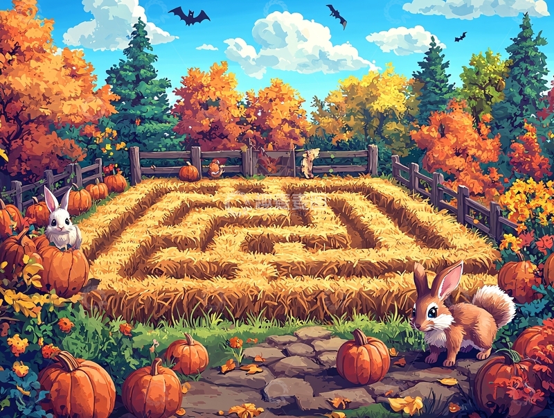 高清大图下载【趣麦麦图】秋日南瓜田迷宫