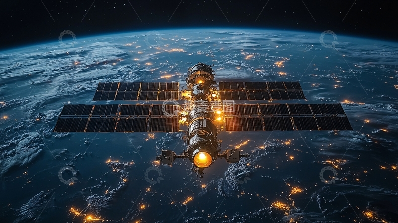 高清大图下载【趣麦麦图】太空卫星地球夜景