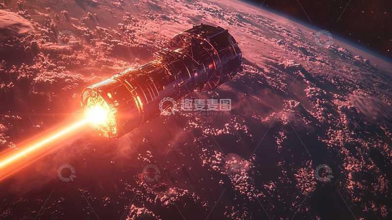 高清大图下载【趣麦麦图】太空飞船发射激光