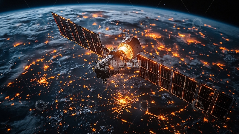 高清大图下载【趣麦麦图】太空飞船地球夜景
