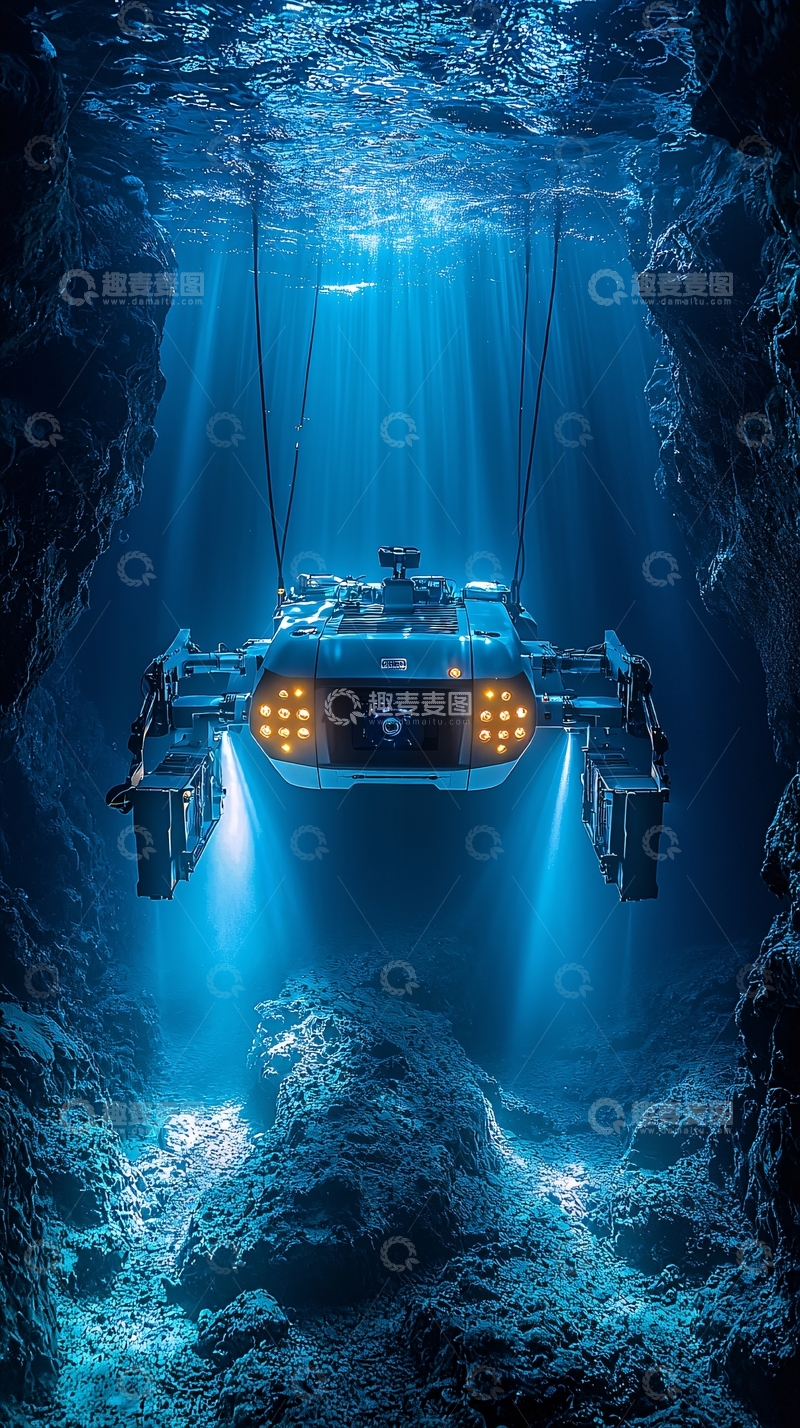 高清大图下载【趣麦麦图】深海探测器洞穴探险