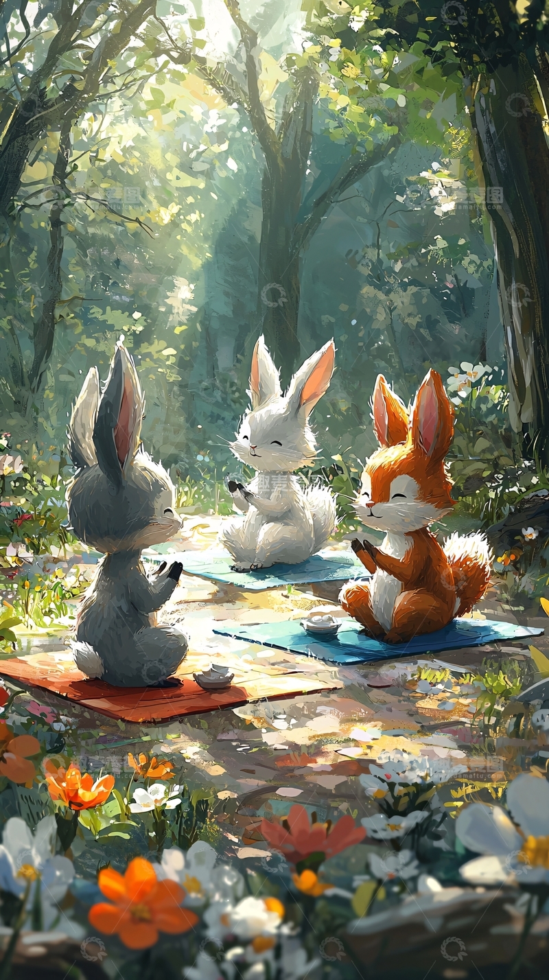 高清大图下载【趣麦麦图】森林瑜伽