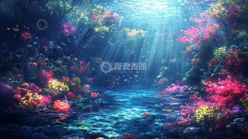 高清大图下载【趣麦麦图】海底珊瑚礁的梦幻光芒