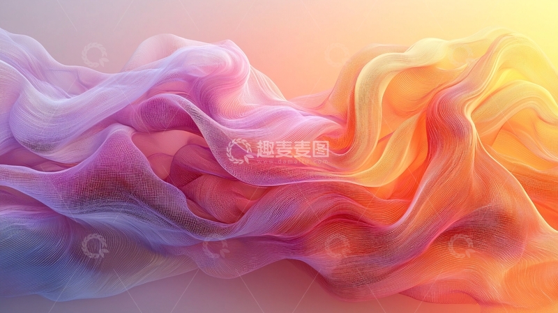 高清大图下载【趣麦麦图】飘逸轻柔的彩色丝绸布料