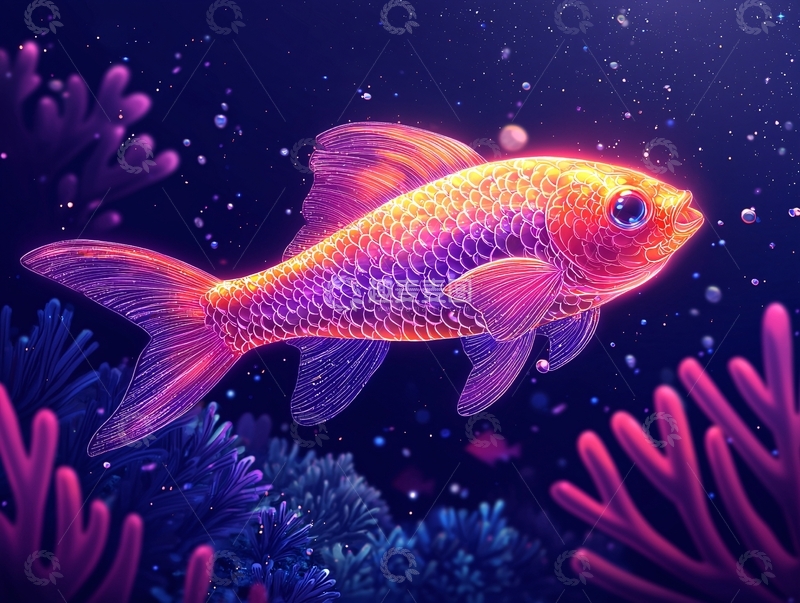 高清大图下载【趣麦麦图】梦幻彩色小鱼