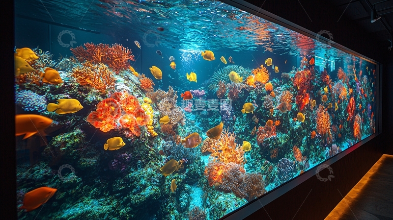 高清大图下载【趣麦麦图】大型水族箱珊瑚礁鱼类