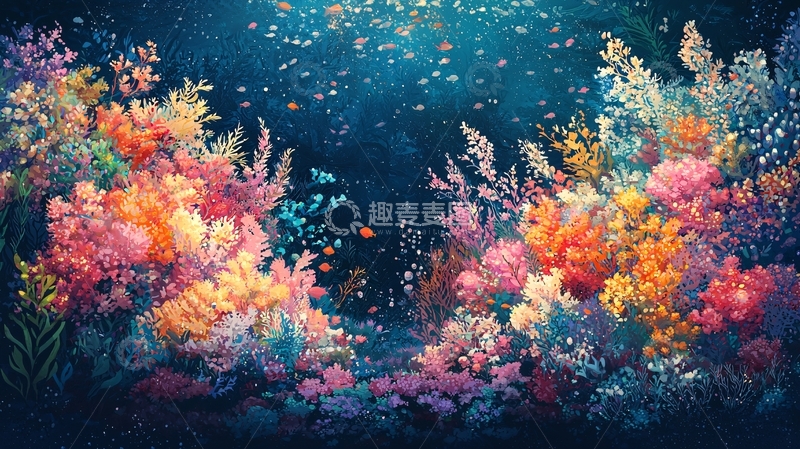 高清大图下载【趣麦麦图】五彩斑斓的海底珊瑚礁