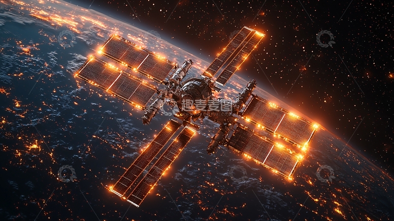 高清大图下载【趣麦麦图】燃烧的太空站