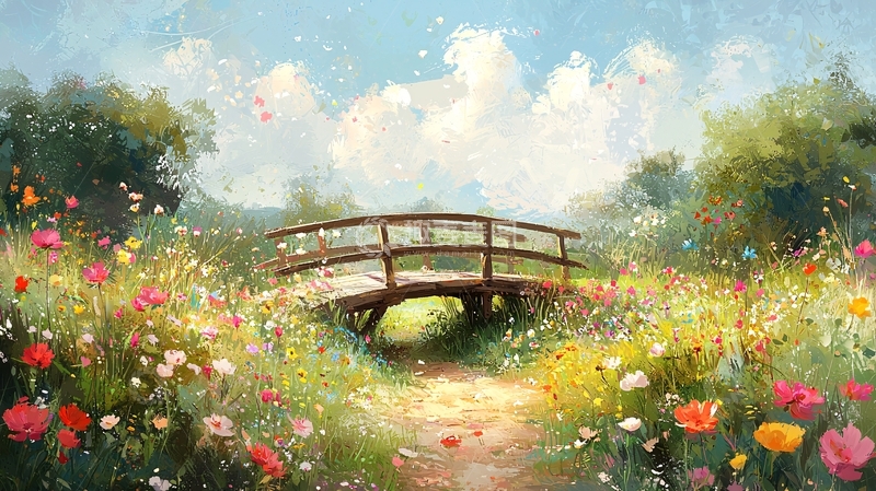 高清大图下载【趣麦麦图】田园风光小桥流水