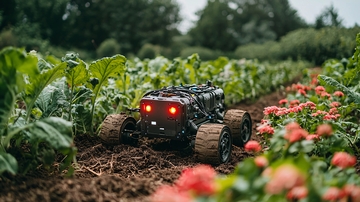 田园中行驶的农业机器人