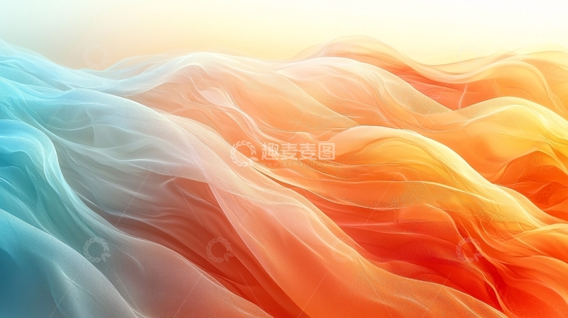 高清大图下载【趣麦麦图】蓝色橙色渐变丝绸