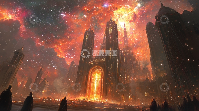高清大图下载【趣麦麦图】燃烧的哥特式城市