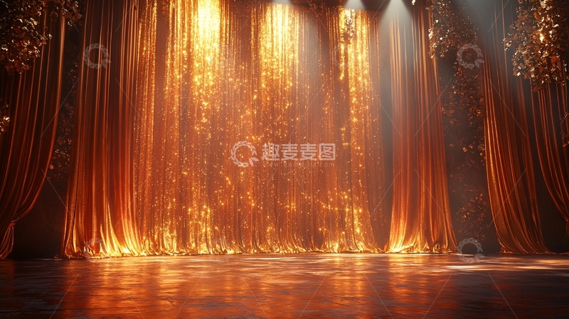 高清大图下载【趣麦麦图】金色幕布舞台灯光
