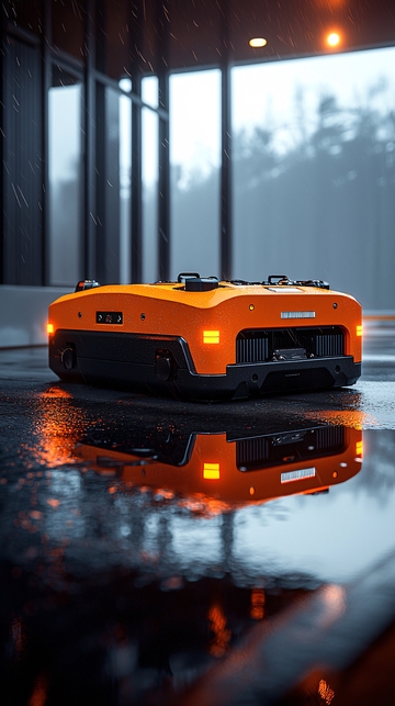 橙色自动驾驶运输车