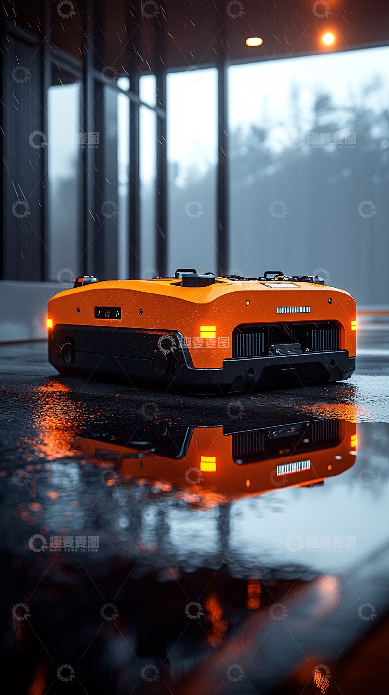 高清大图下载【趣麦麦图】橙色自动驾驶运输车