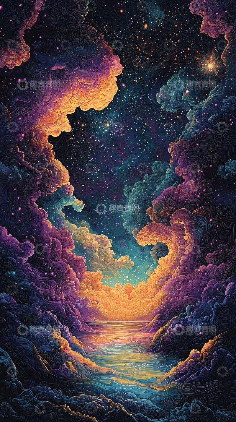 高清大图下载【趣麦麦图】梦幻星空云海