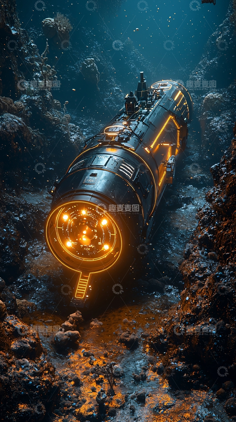 高清大图下载【趣麦麦图】深海科幻潜水艇