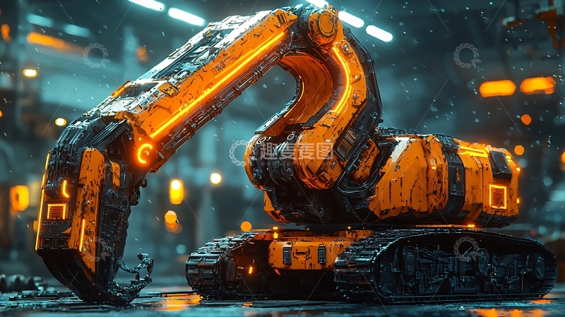 高清大图下载【趣麦麦图】未来科技感挖掘机