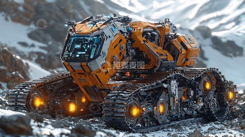 高清大图下载【趣麦麦图】未来感履带式挖掘机