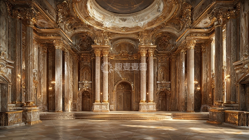 高清大图下载【趣麦麦图】奢华金色宫殿大厅