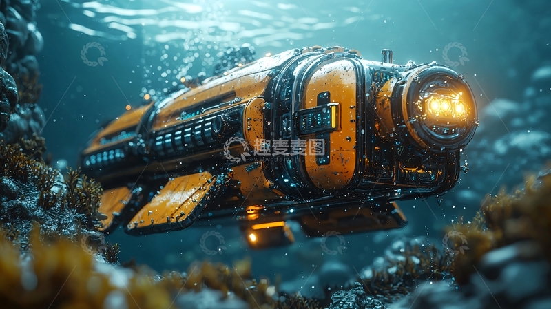 高清大图下载【趣麦麦图】深海黄色潜水艇