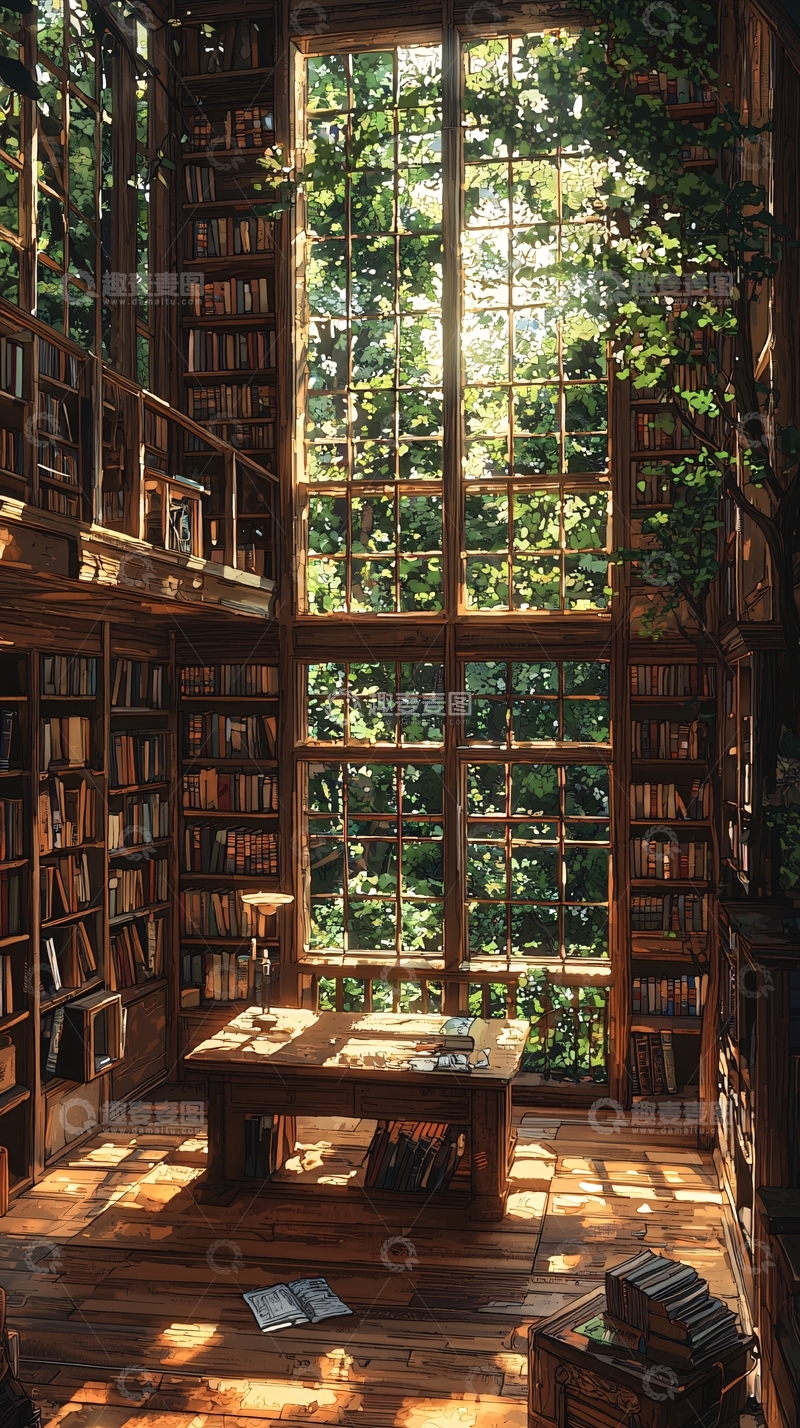 高清大图下载【趣麦麦图】树林环绕的书屋