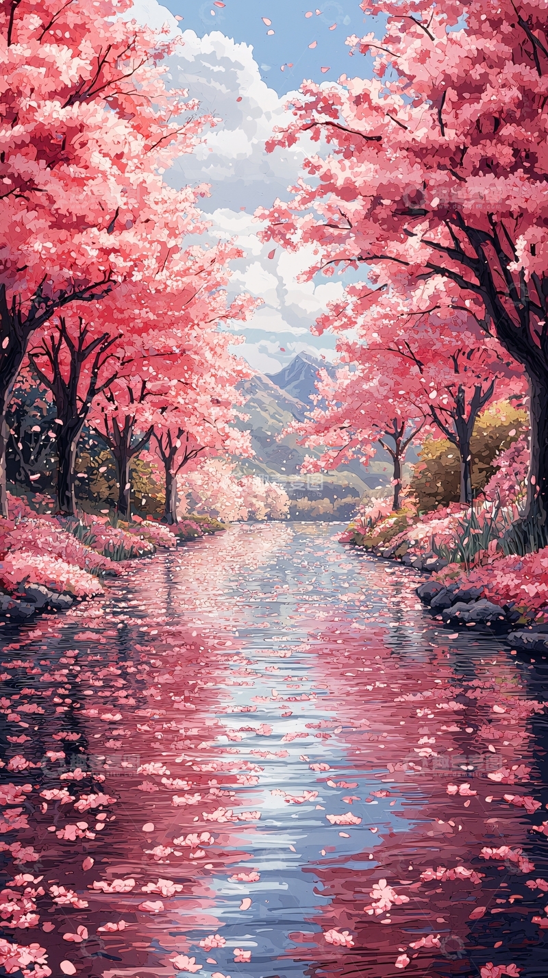 高清大图下载【趣麦麦图】樱花河道