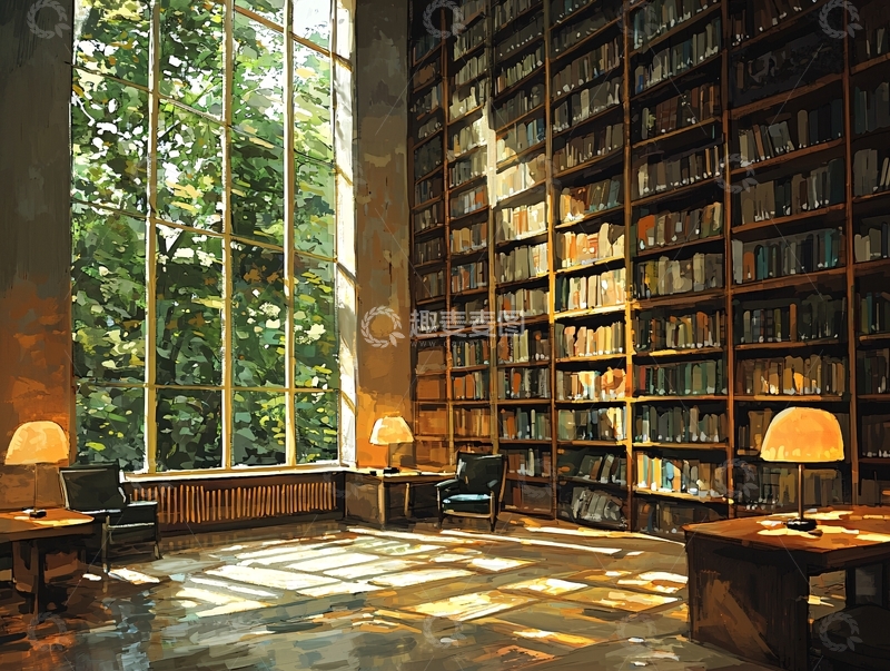 高清大图下载【趣麦麦图】阳光洒进图书馆