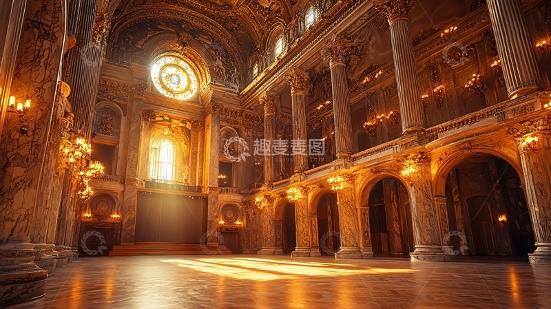 高清大图下载【趣麦麦图】奢华宫殿内部光线