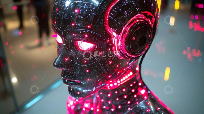 高清大图下载【趣麦麦图】透明发光机器人头部
