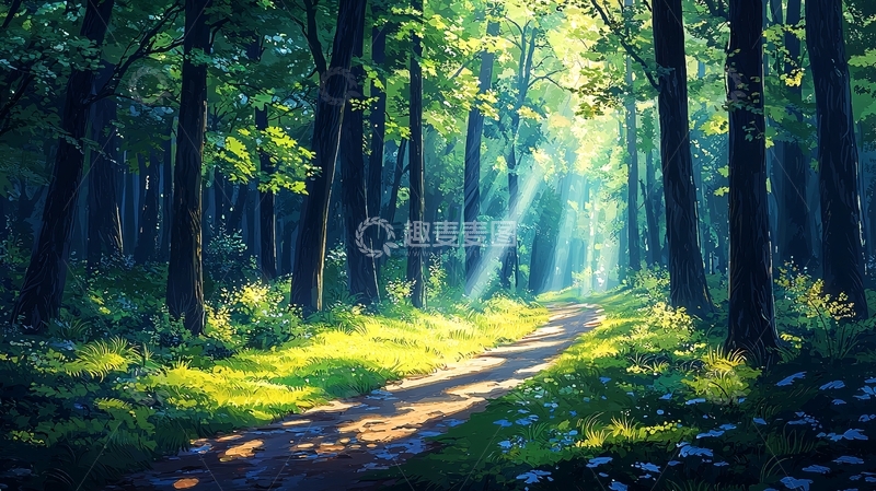 高清大图下载【趣麦麦图】阳光森林小路
