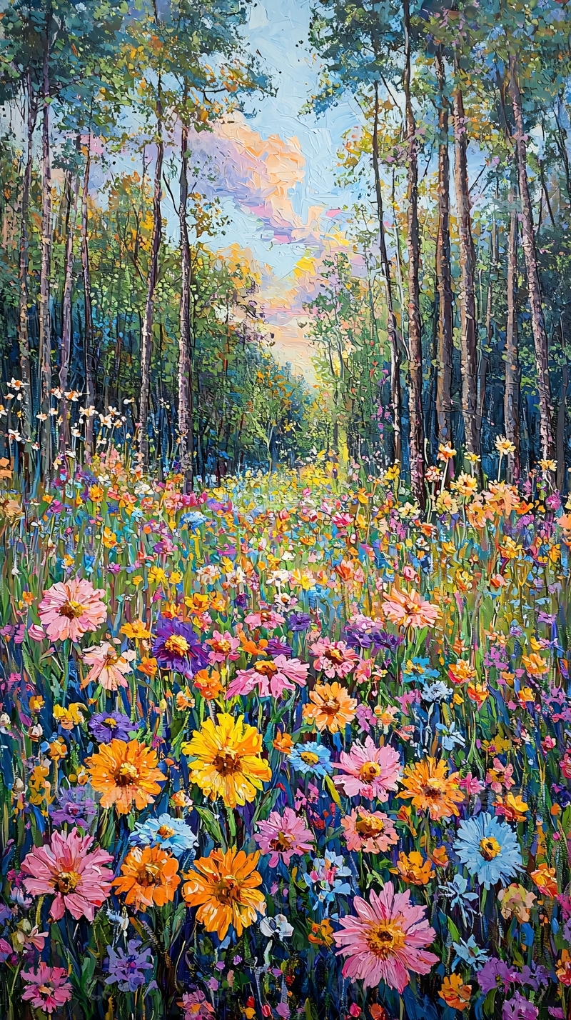 高清大图下载【趣麦麦图】鲜花盛开的森林小径